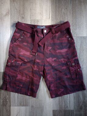 Broken Threads Burgundy Camo Cargo Shorts